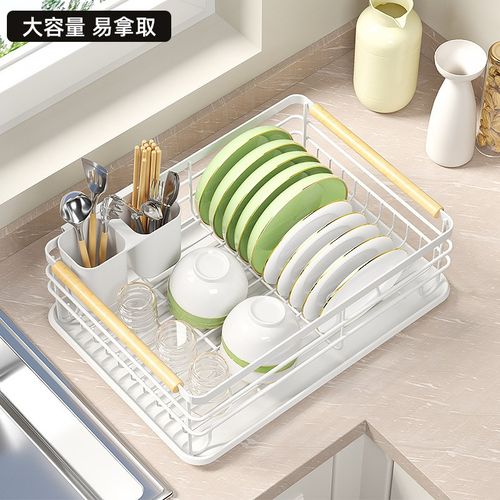 厨房家用白色单层沥水碗架多功能碗筷餐具收纳架台面碗碟沥水架