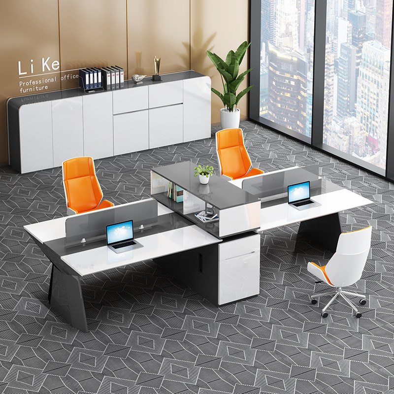 办公家具职员桌办公桌屏风工作位简约现代烤漆办公室电脑桌椅组合