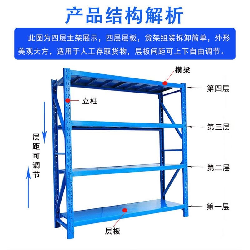 轻型储货架用商用仓l库示自由组合置物架家超仓市396展架四层货架