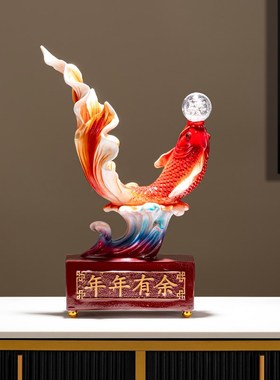 年年有余办公室锦鲤鱼桌面开业招财摆件客厅N酒柜装饰乔迁新居礼