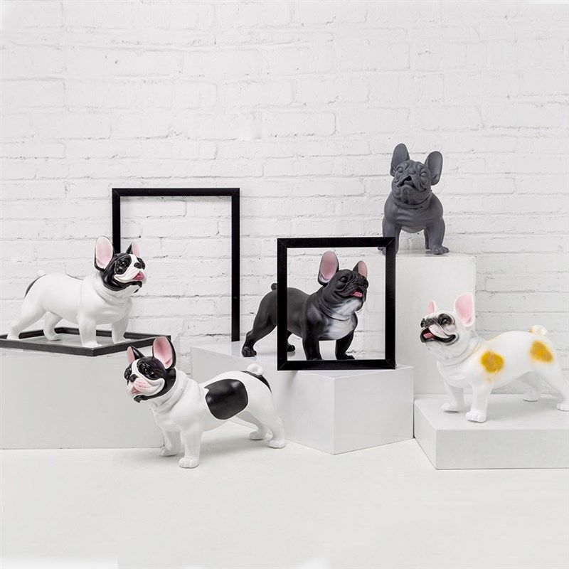 法国斗牛犬展架h摆件仿真狗模型橱窗摄影道具客厅桌面装饰乔迁礼