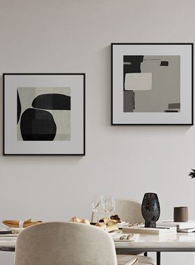 黑白灰抽象装饰i画客厅饭厅极简艺术壁画高级感现代简约卧室挂画