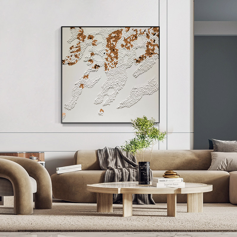 皮革装饰画极简卧室床头立体y手工画沙发背景墙挂画客厅艺术感墙