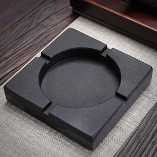 天然乌金石烟灰缸时尚 复古烟灰缸 茶道摆件创意个性 茶几家用中式