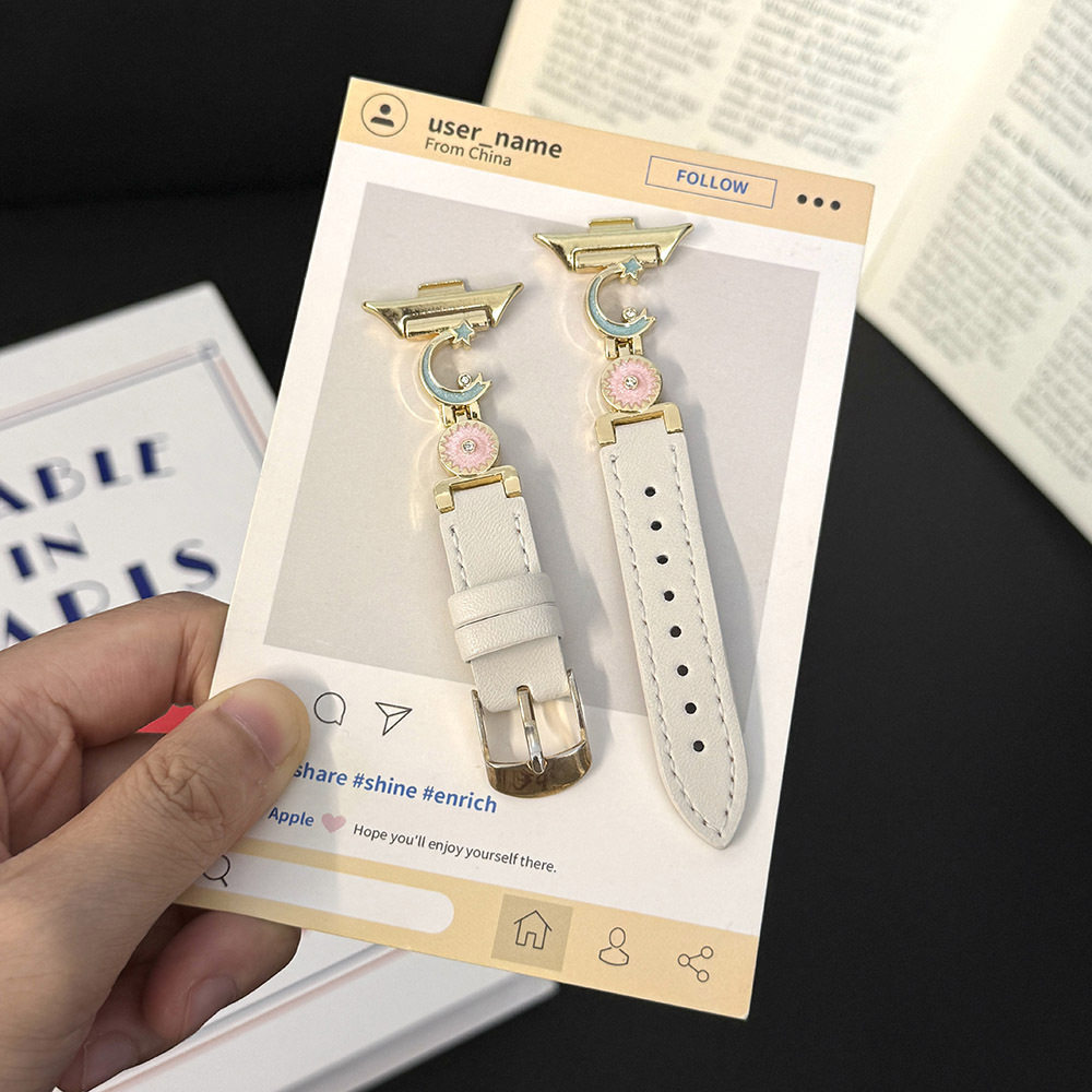 适用小米手环8/9Pro表带星月金属拼皮红米watch6/5女腕带4手表带