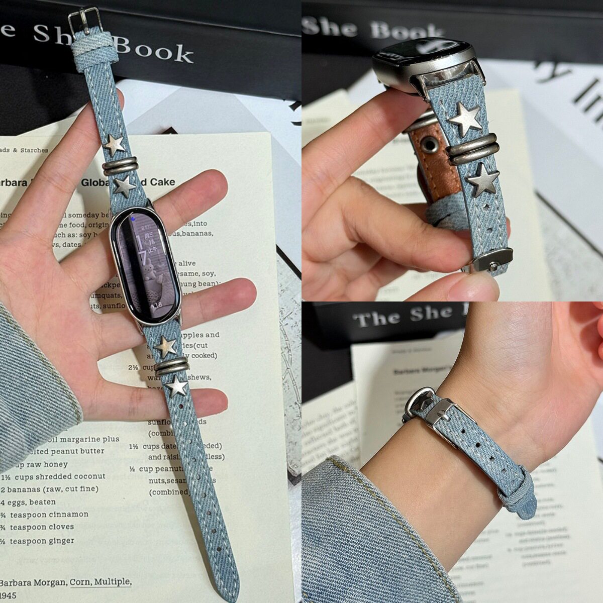 适用小米手环11/10表带扎染牛仔