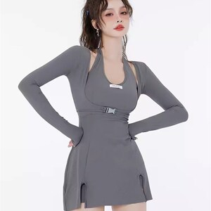 水姿妮泳衣c女泡温泉分体纯欲风高级感微胖女孩保守遮肚显瘦游泳
