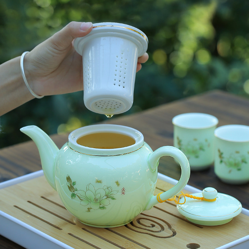 陶瓷茶壶带过滤网大容量家用冲泡茶器G大号功夫茶具单壶茶杯子套