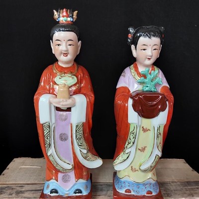散财童子善财童子龙女金童玉女陶瓷家用供奉神像工艺品人物雕塑像