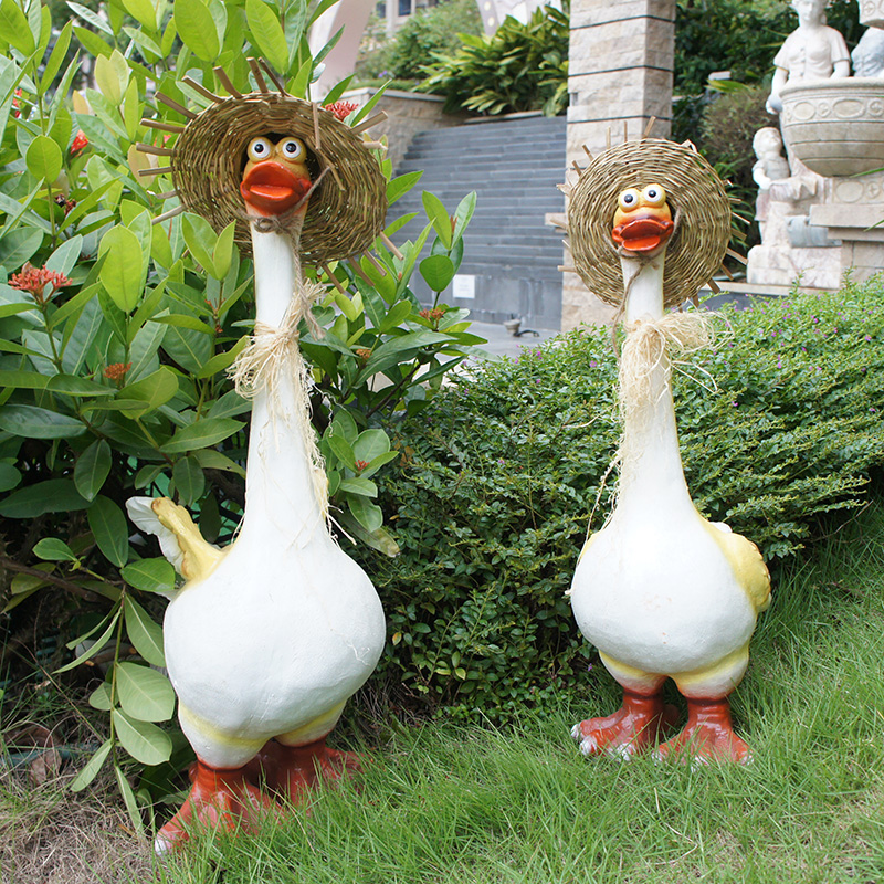 花园庭院装饰品幼儿园仿真卡通动物可爱创意小鸭子树脂工艺品摆件