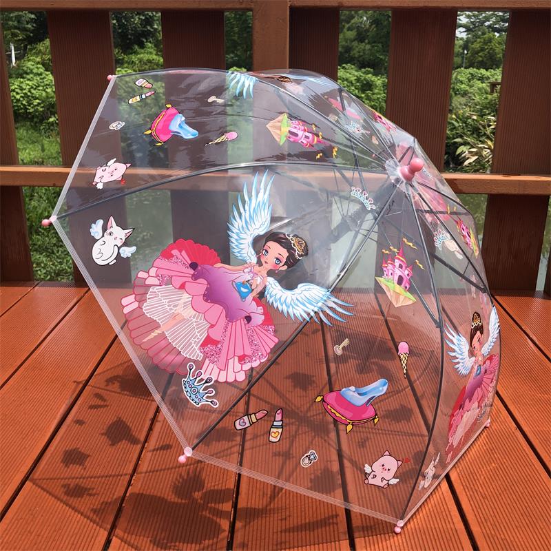 新款加厚透明儿童雨伞长柄幼儿园宝宝小学生男女创意美人鱼公主伞
