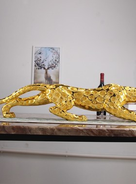 招财金钱豹豹子客厅摆件家居电视柜软装酒店会所大堂奢华工艺品