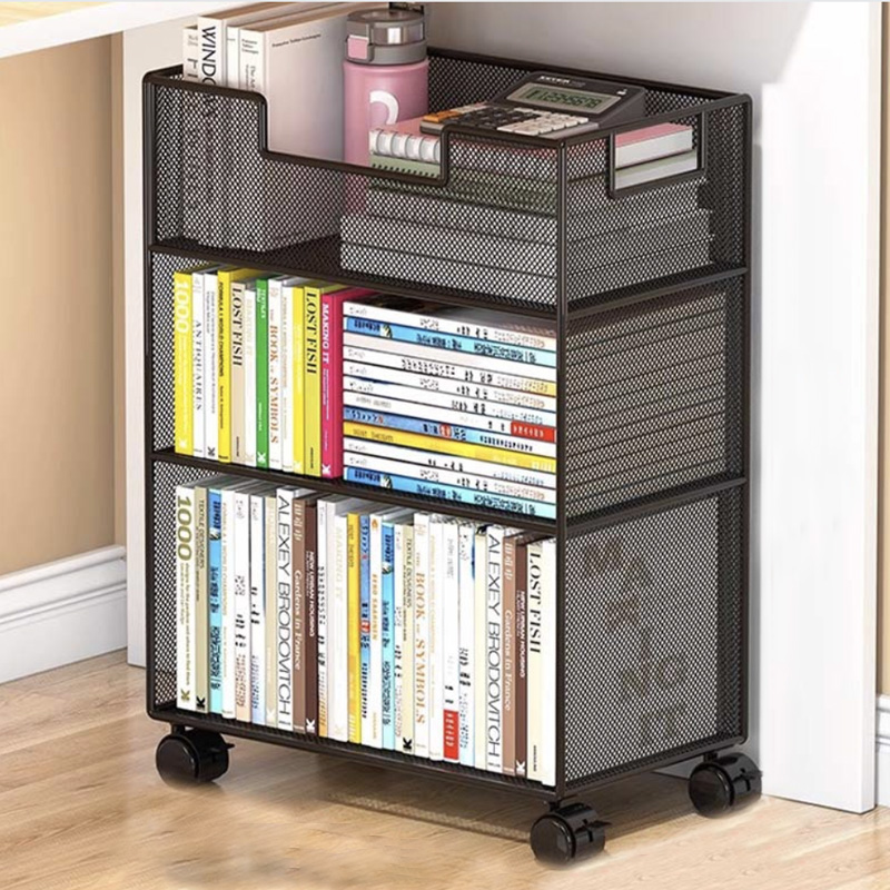 书架落地置物架可移动带轮桌下书本收纳柜书桌旁小书架桌底收纳架