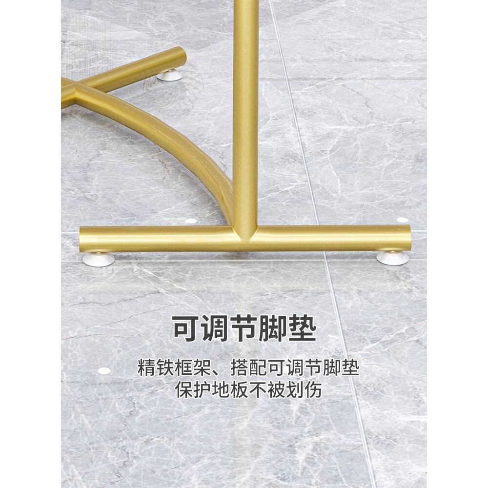 中岛服装展示架铁艺金色弧形货架中间摆放高低流水台女装店陈列架