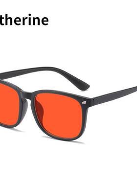 时尚米钉新款潮流反光镜片太阳镜TR墨镜街拍旅行红色镜片防紫外线