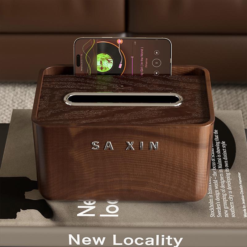 轻奢胡桃木色纸巾盒家用客厅餐厅茶几复古简约多功能抽纸盒收纳盒