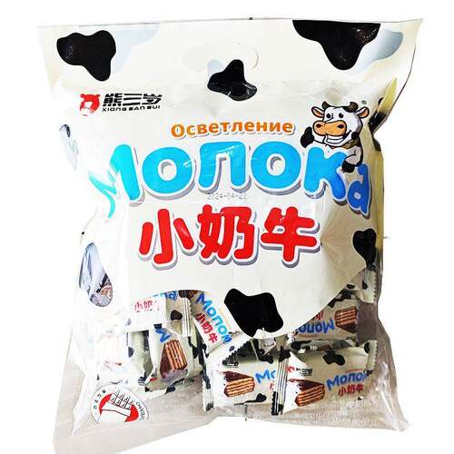 熊三岁小奶牛巧克力威化饼干独立小包装零食休闲下午茶饼干400g