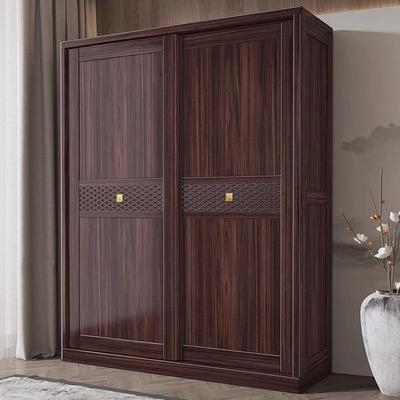 新中式乌金木衣柜全实木卧室储物柜大户型推拉门收纳衣橱卧室家具