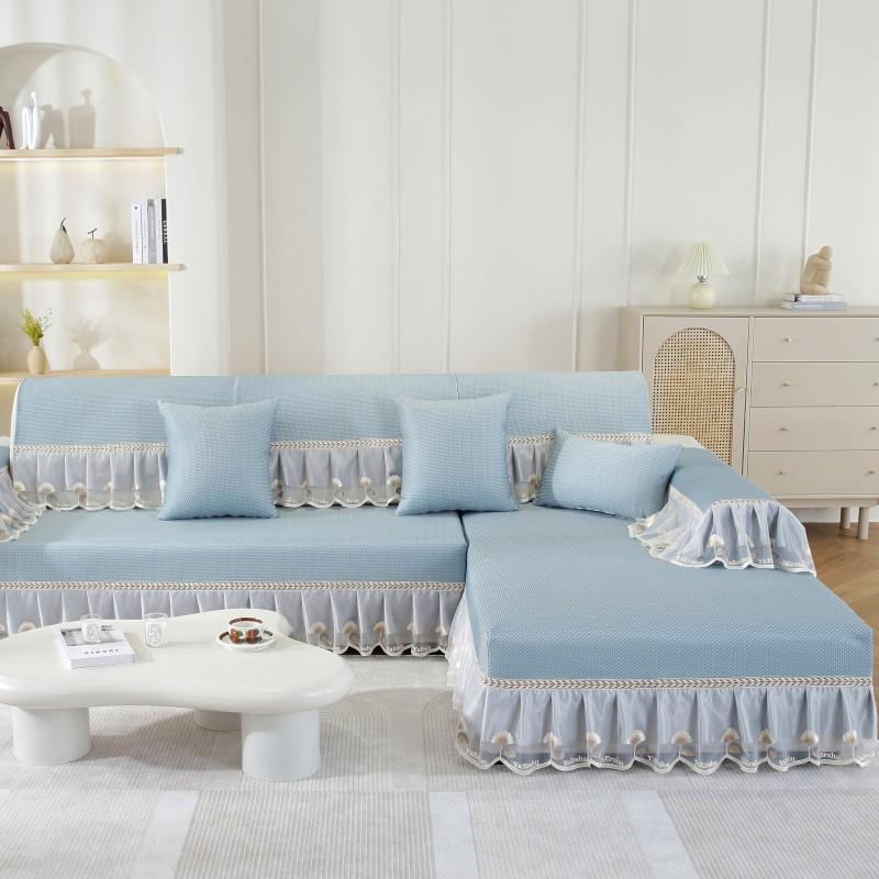 粉紫色凉豆豆冰丝沙发垫夏季凉席防滑坐垫夏天欧式沙发套罩巾盖布