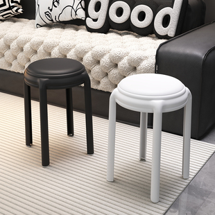 塑料家用叠放加厚软包现代高板凳备用餐桌椅子