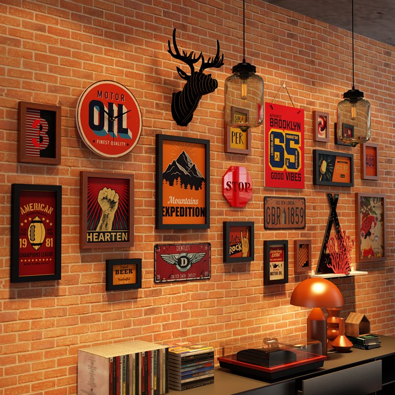 高分子792工业风复古装饰画创意酒吧餐馆相框个性照片墙壁画