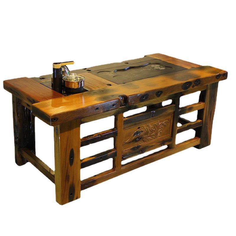 简约现代中式老船木茶桌客厅茶台实木茶几茶艺桌功夫泡茶桌椅组合