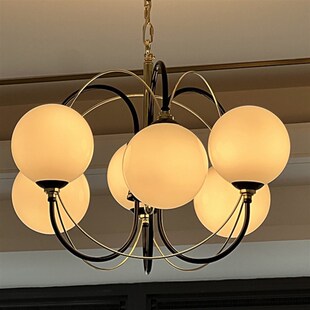 中古黑金魔豆新款客厅餐厅吧台吊灯 法式复古书房卧室设计师灯具