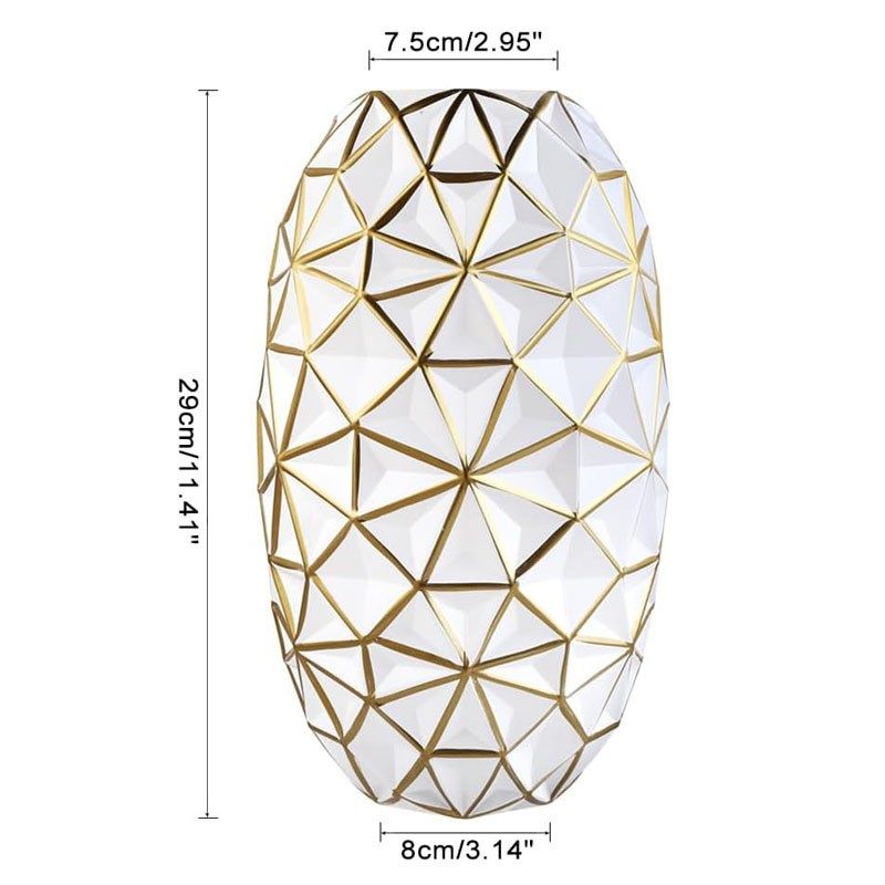 菱形花盆轮廓金色玻璃花瓶干花婚礼家居装饰餐桌客厅高级摆件