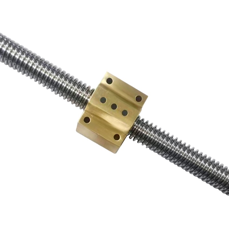 梯形丝杆螺母套装304不锈钢T型丝杠法兰铜方铜螺母全套正牙反牙