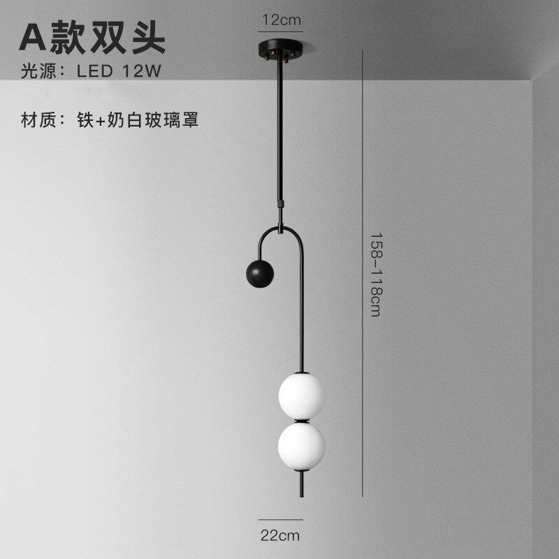 卧室床头吊灯简约现代圆球创意可随意调节主卧客厅背景墙极简吊灯