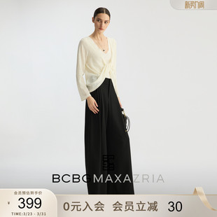 薄款 BCBG2026春季 针织衫 针织女气质温柔精裁扭结纯色简约长袖 新款