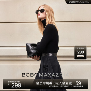 女 针织衫 BCBG25早秋新款 简约通勤百搭绵羊毛高领套头纯色打底修身