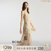 连衣裙女 简约气质优雅重工亮片刺绣礼服无袖 BCBG2026春季 新款