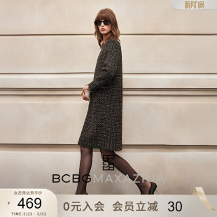 千金穿搭小香风粗花呢连衣裙 优雅精致经典 BCBG早春漂亮女装 时尚