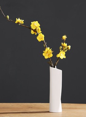 仿真竹子摆件中式假花陶瓷花瓶装茶室茶几桌面绿植紫竹绢花叶子