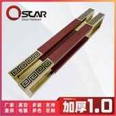 新中式 酒店玻璃门把手 仿古实木大门拉手不锈钢方形回纹雕刻明装