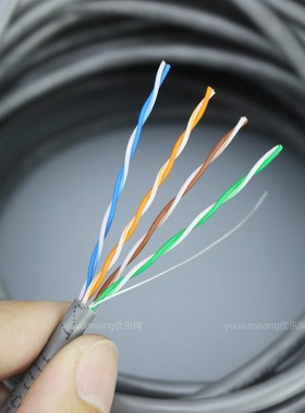 室内超5类网线一箱纯铜电脑宽带网络线utp5e超五类线灰色8芯300米
