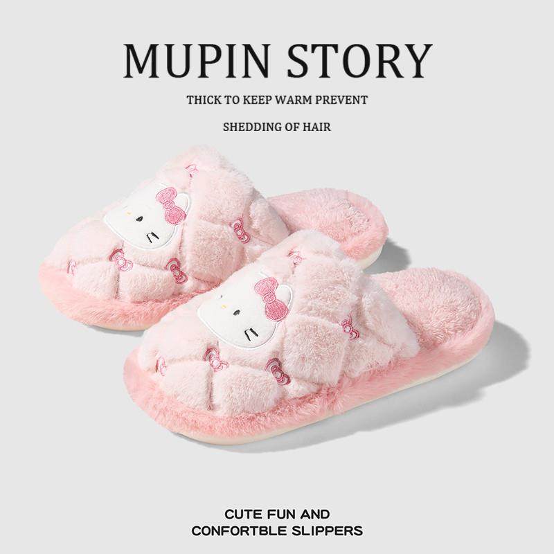 棉拖鞋秋冬季室内家居保暖加绒加厚女士款可爱毛绒拖鞋防滑不臭脚