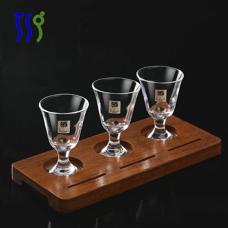 新品日本进口东洋佐佐木无铅玻璃清酒杯日式清酒木杯獭祭酒杯木架