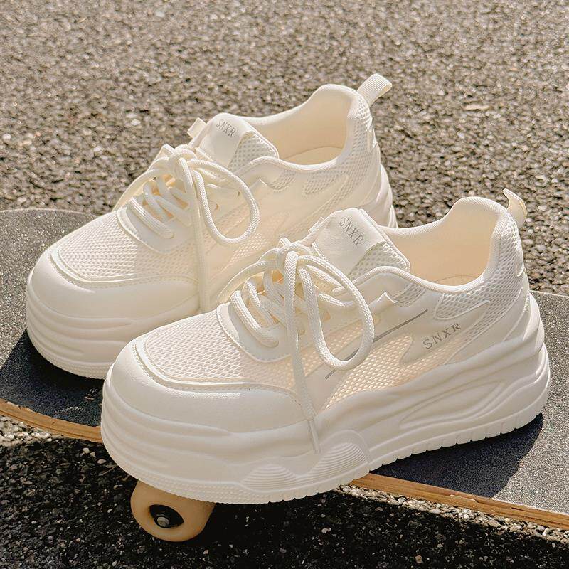 新品夏季女鞋厚底增高小白鞋女网鞋透气网面鞋子配裙子的运动休闲