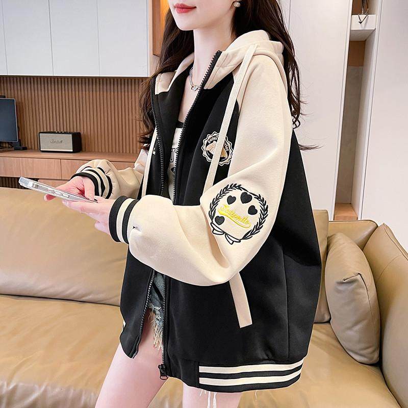 新品美式棒球服外套女春秋季休闲卫衣2025新款初高中学生大童夹克