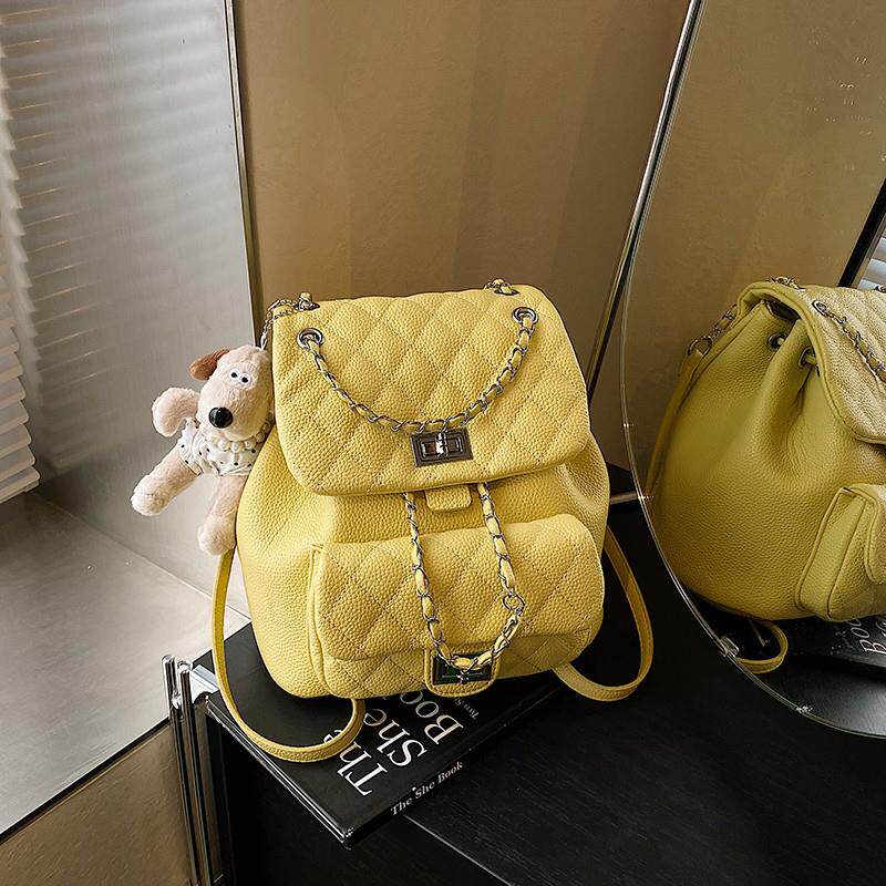 新品韩系菱格双肩包包女2025新款设计小众洋气时尚链条小背包百搭