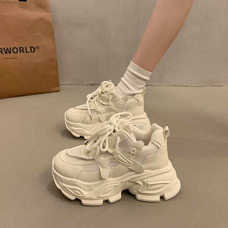 新品爆款百搭厚底老爹鞋女小个子增高2025新款秋季欧货黑色休闲运