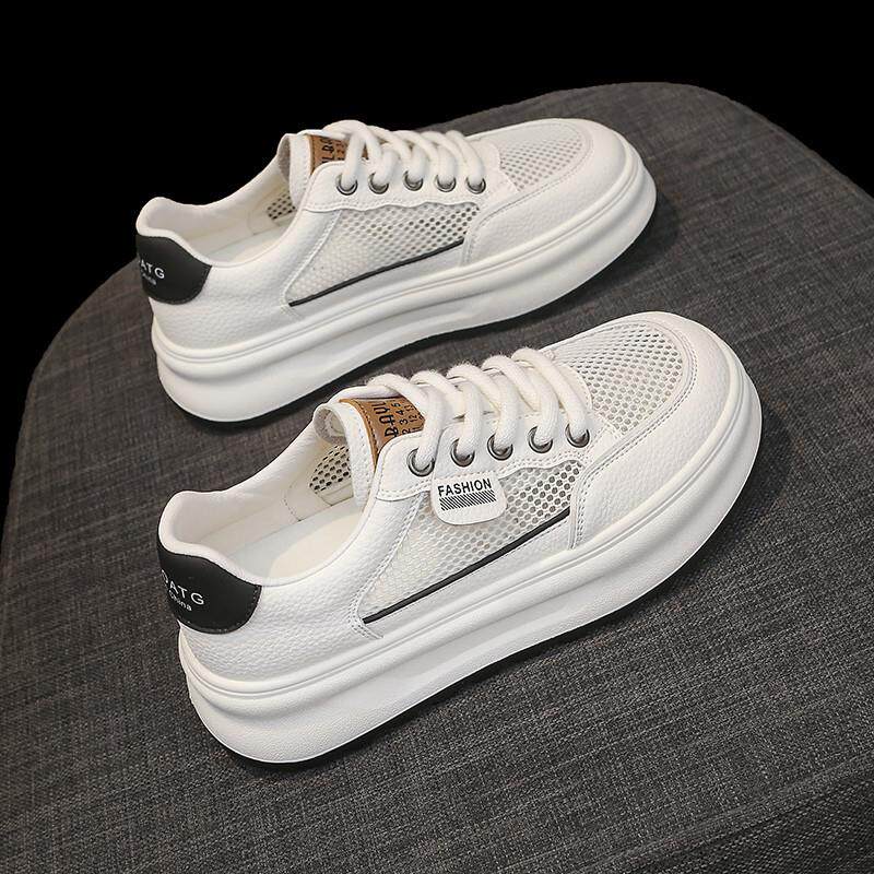 新品踩屎感真皮镂空小白鞋女款2026新款夏季透气网鞋防滑大网眼运