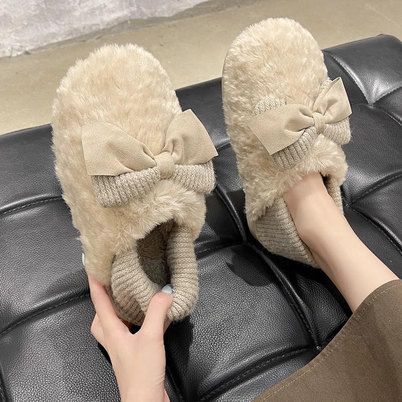 韩国2025新款棉拖鞋女外穿冬季室内加绒保暖包跟毛毛家居月子棉鞋