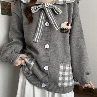 新品12岁女大童可爱毛衣外套春秋季15初中学生13少女针织开衫甜美