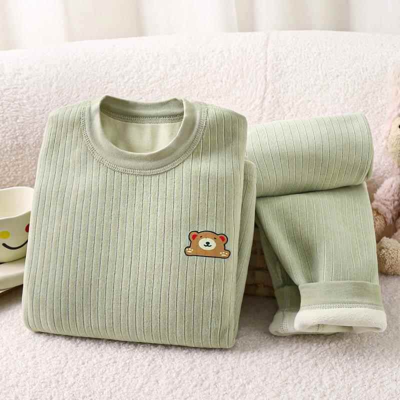 儿童保暖内衣套装加绒加厚纯棉男童秋衣秋裤宝宝女童秋冬季德绒