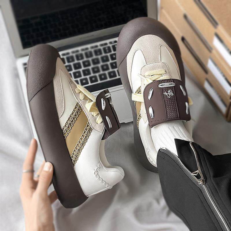 新品鞋子男款夏季透气休闲板鞋2026新款潮牌情侣蓬蓬鞋小众厚底德