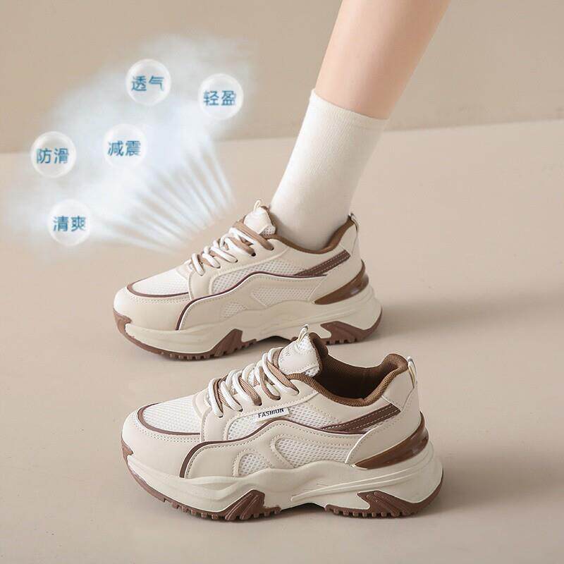 新品老爹鞋女鞋2026新款春秋网面透气轻便运动鞋小个子厚底增高休