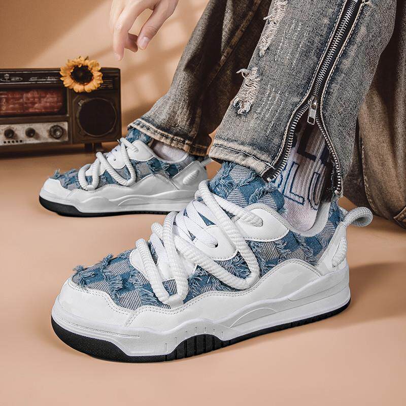 新品春季新款国潮帆布面包鞋厚底增高小众设计滑板鞋平底情侣男女